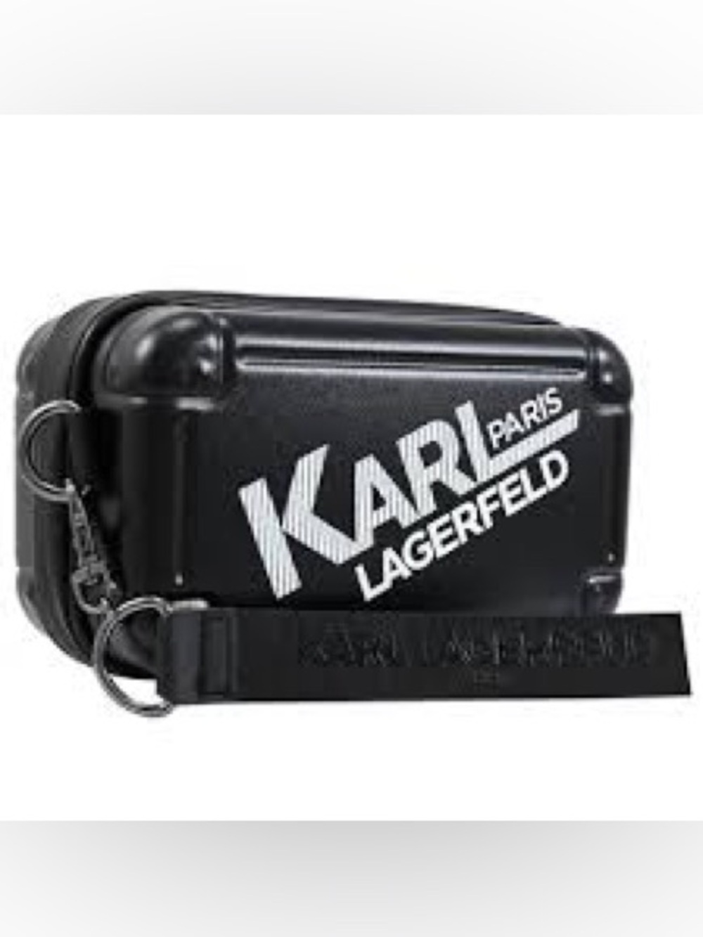 Karl Lagerfeld Paris Black Hard Shell Mini Suitcase Crossbody Bag